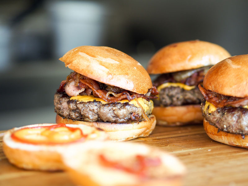 shot of artisanal burgers